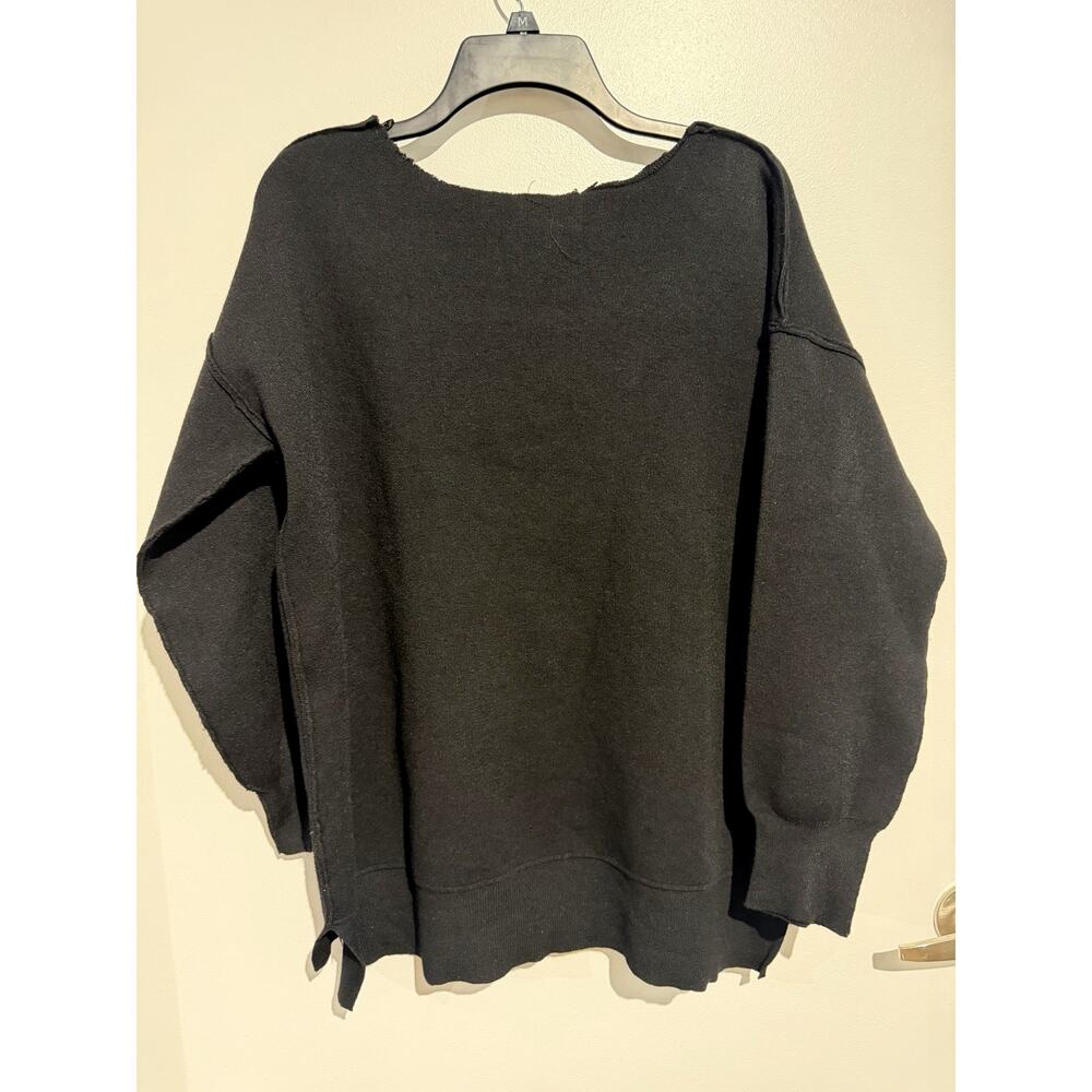 Anthropologie Pink Republic Women’s thick Sweater Black Bohemian raw hem Size M